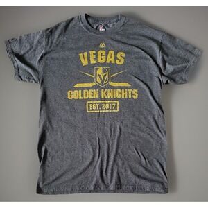 Las Vegas Golden Knights Majestic NHL Hockey T-shirt Gray Gold Logo Medium JBHS